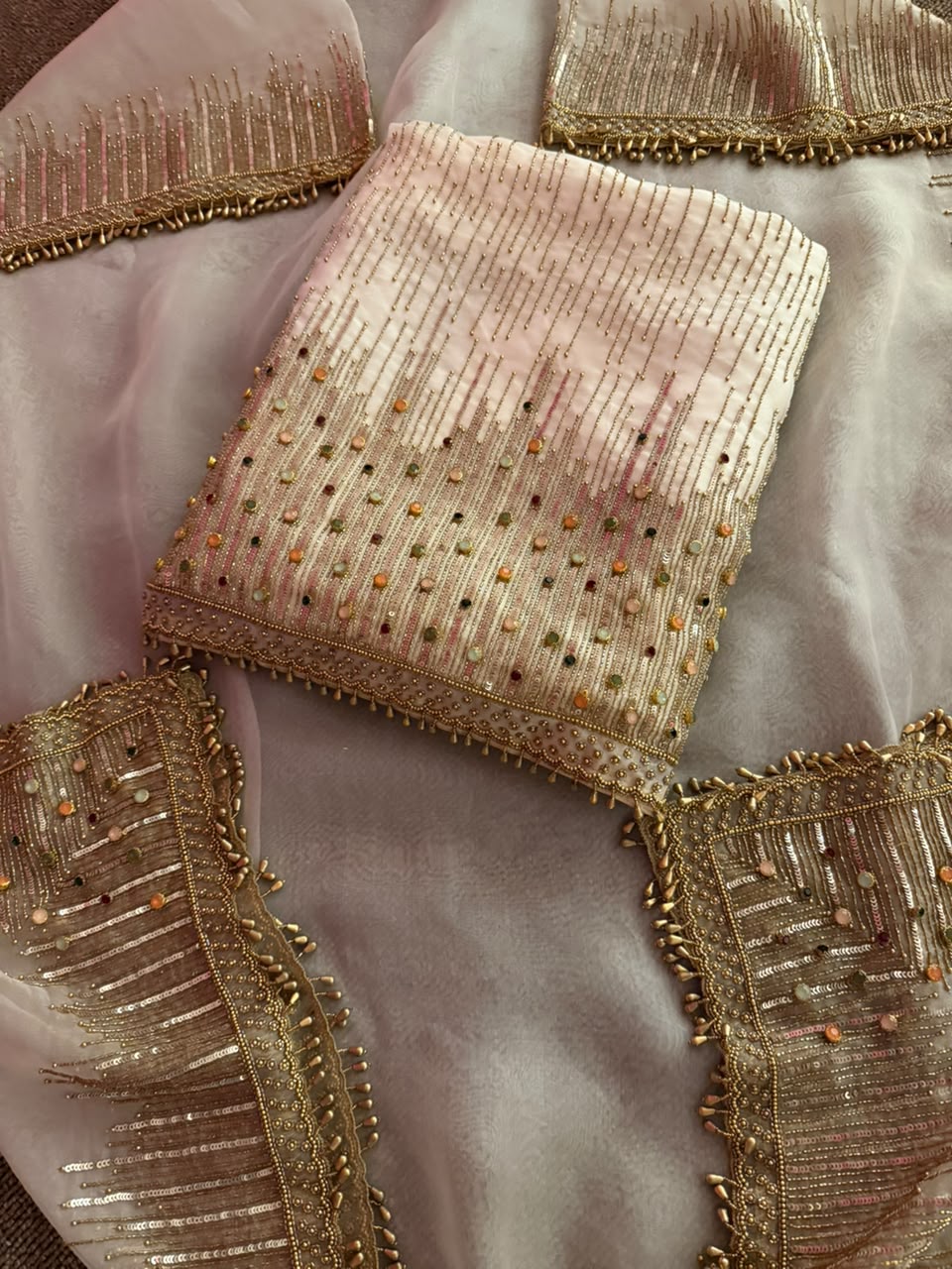 Neer Embroidered Organza Silk Suit with Dupatta