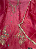 Neer Bright Pink Organza Suit with Dupatta