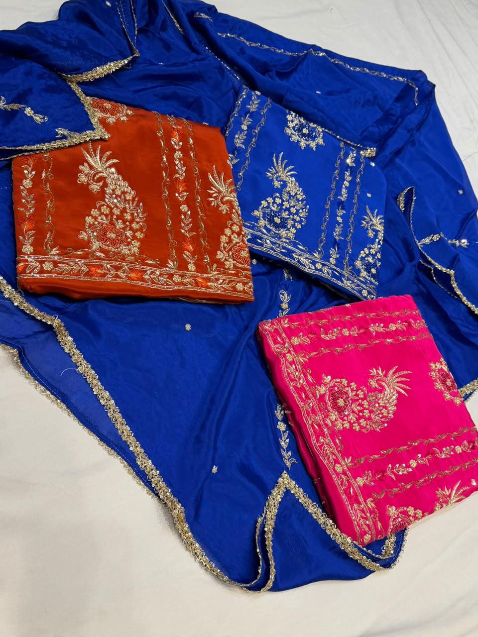 Neer Navy Blue Crepe Suit-Dupatta