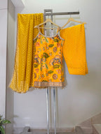Taara Yellow Embroidered Short Kurta & Salwar Set