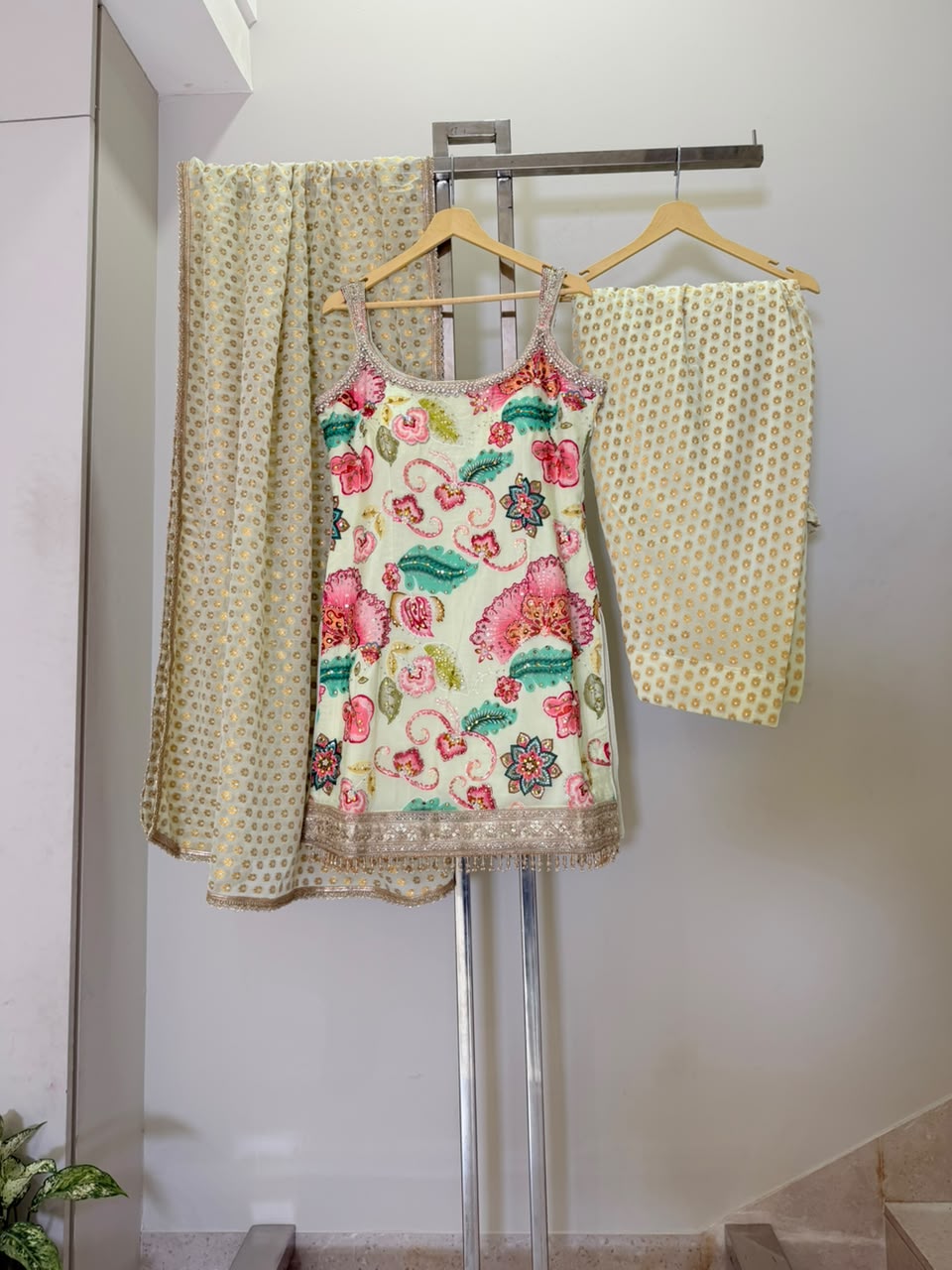 Taara Yellow Embroidered Short Kurta & Salwar Set