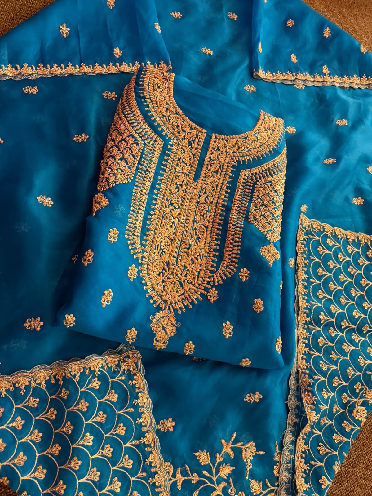 Neer Blue Organza Suit-Dupatta