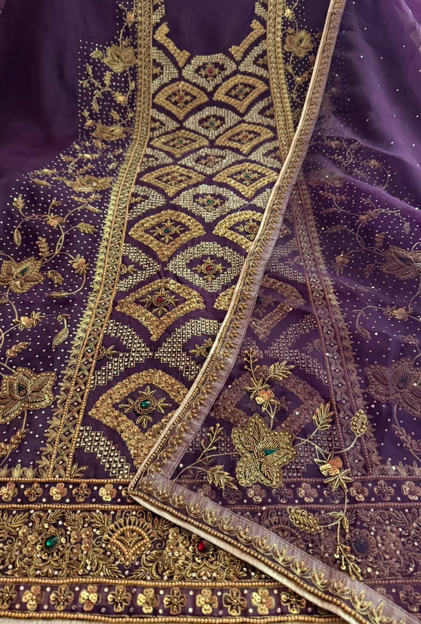 Neer Purple Organza Suit-Dupatta