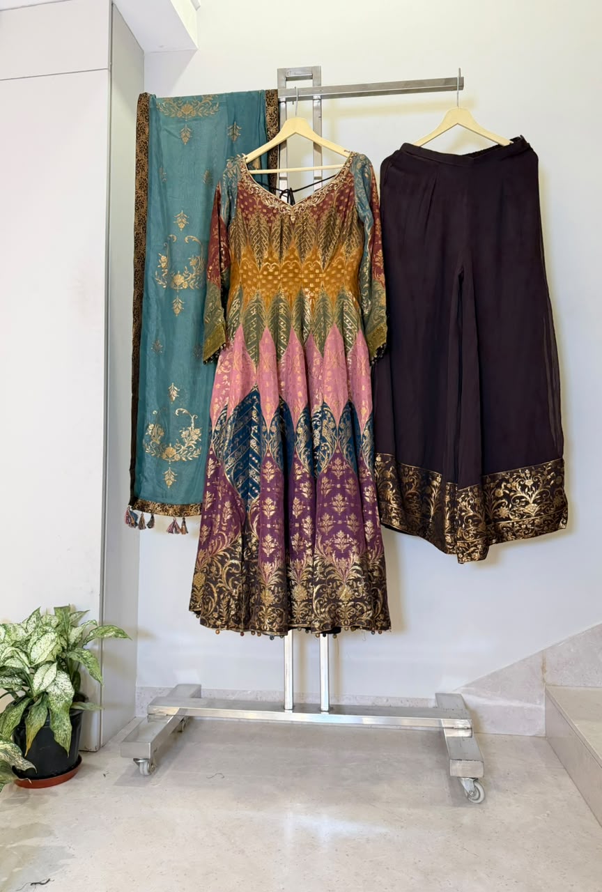 Mira Multicolor Printed Anarkali Sharara Suit