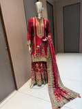 ARYA Maroon Embroidered Sharara Suit