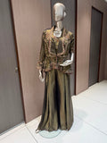 AKRITI Olive Green Embroidered Indo-Western Peplum Set