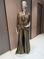 AKRITI Olive Green Embroidered Indo-Western Peplum Set