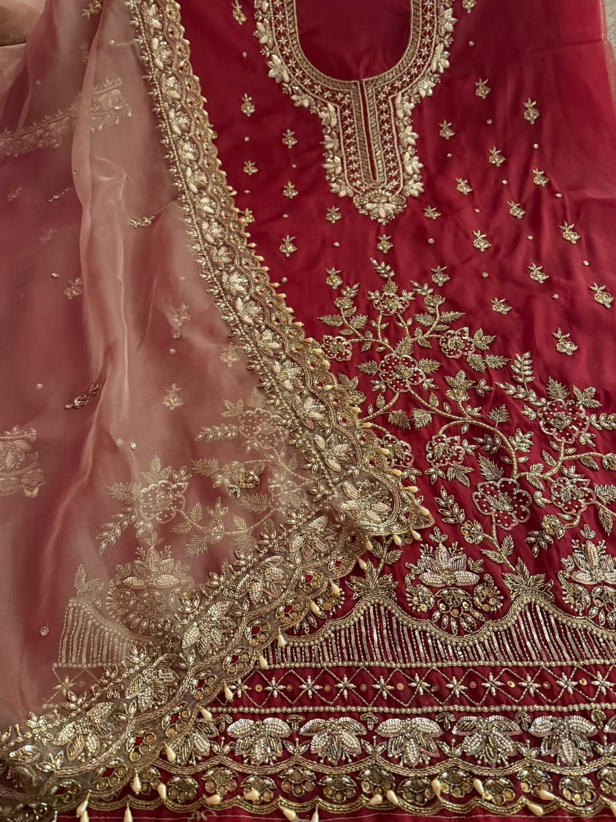 Neer Maroon Organza Suit Dupatta