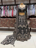 Nyraa Black & Gold Lehenga Set with Dual Dupatta