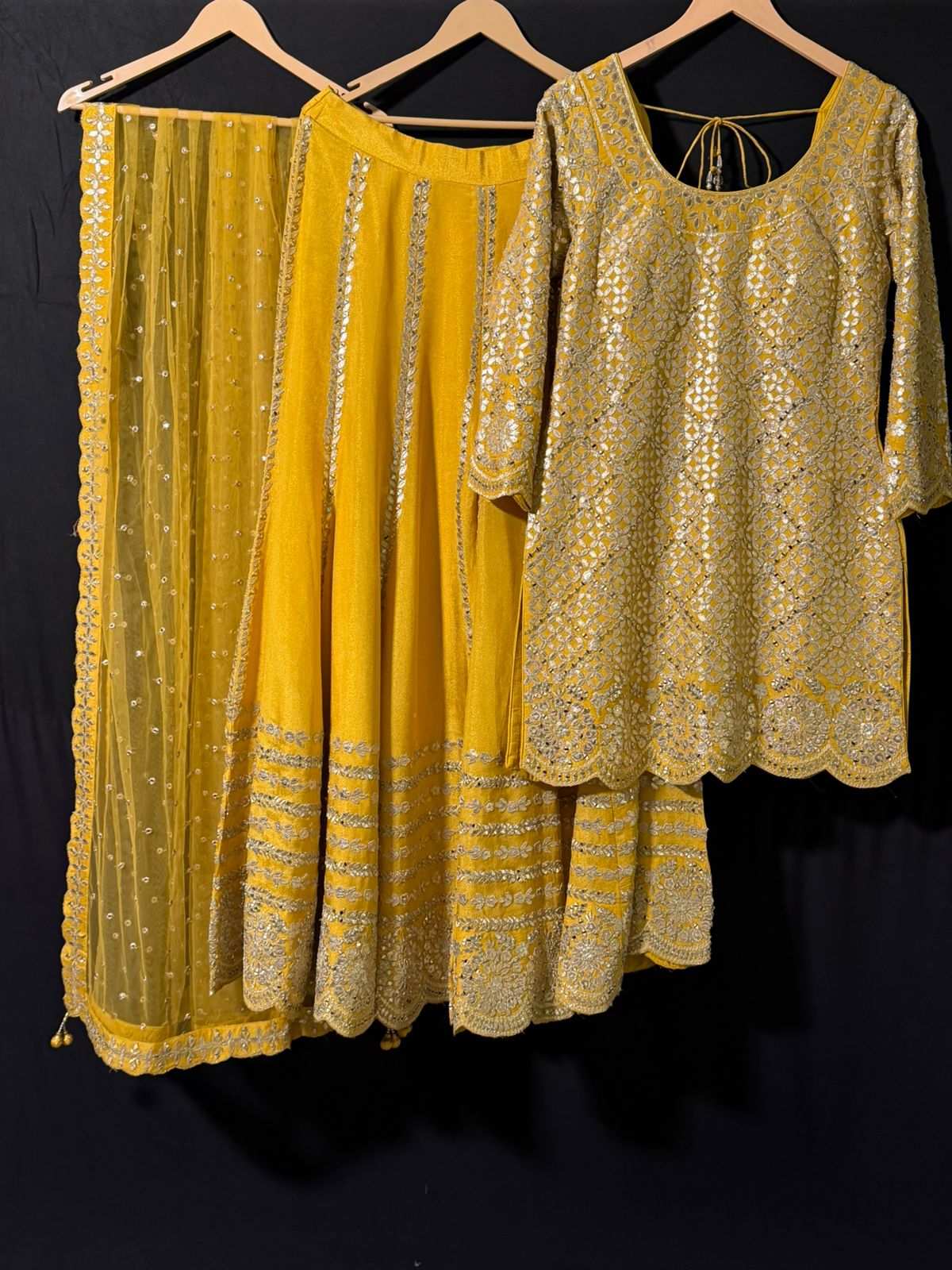 ARYA Yellow Embroidered Sharara Suit