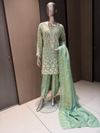 Taara Sage Green Embroidered Dhoti Salwar