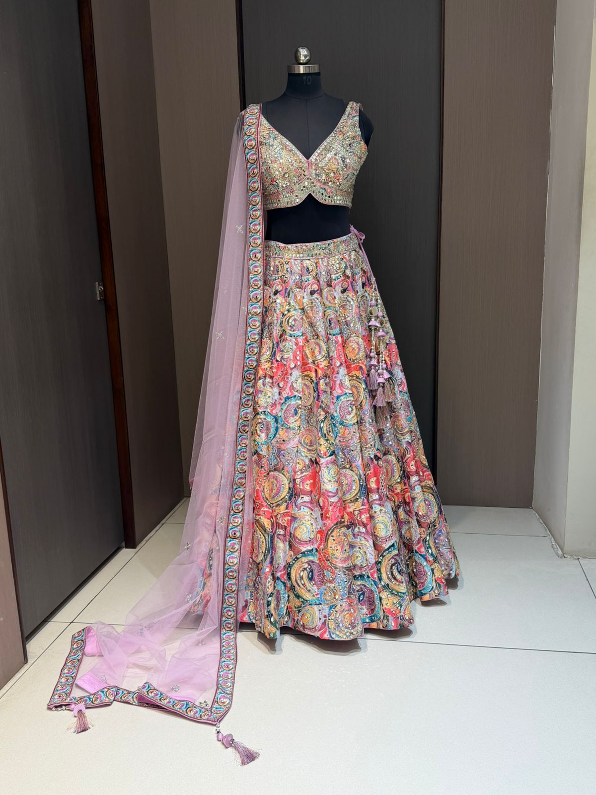 Nyraa Multicolored Mirror Work Lehenga