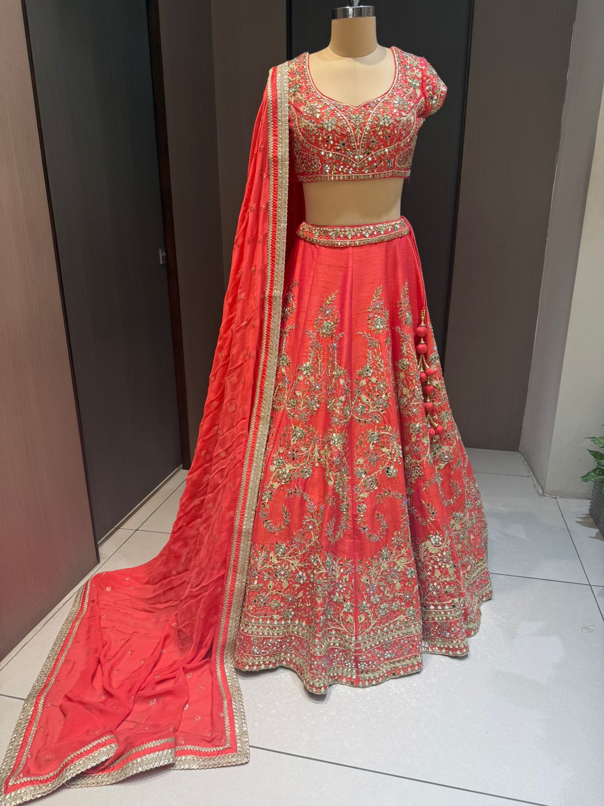 Nyraa Carrot Embroidered Lehenga Choli