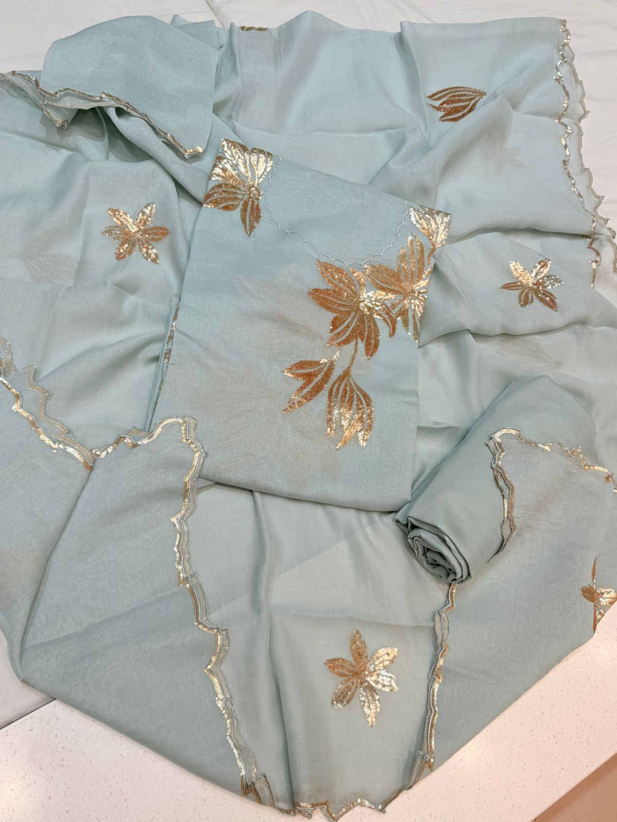 Neer Sky Blue Muslin Suit Dupatta