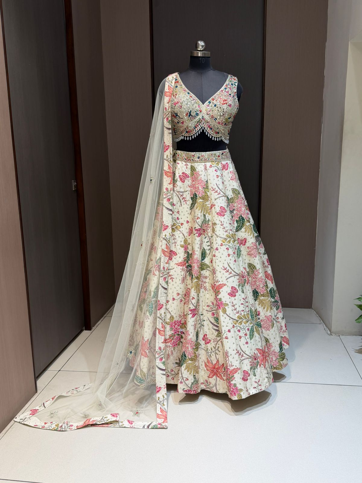 Nyraa Floral Cream Lehenga Choli