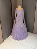 NAVYAA Lavender Embroidered Fish-Cut Gown