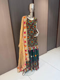 Taara Green Multicolored Embroidered Sharara Suit