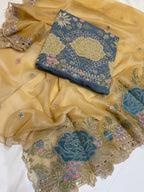 Neer Yellow Shimmer Organza Suit-Dupatta