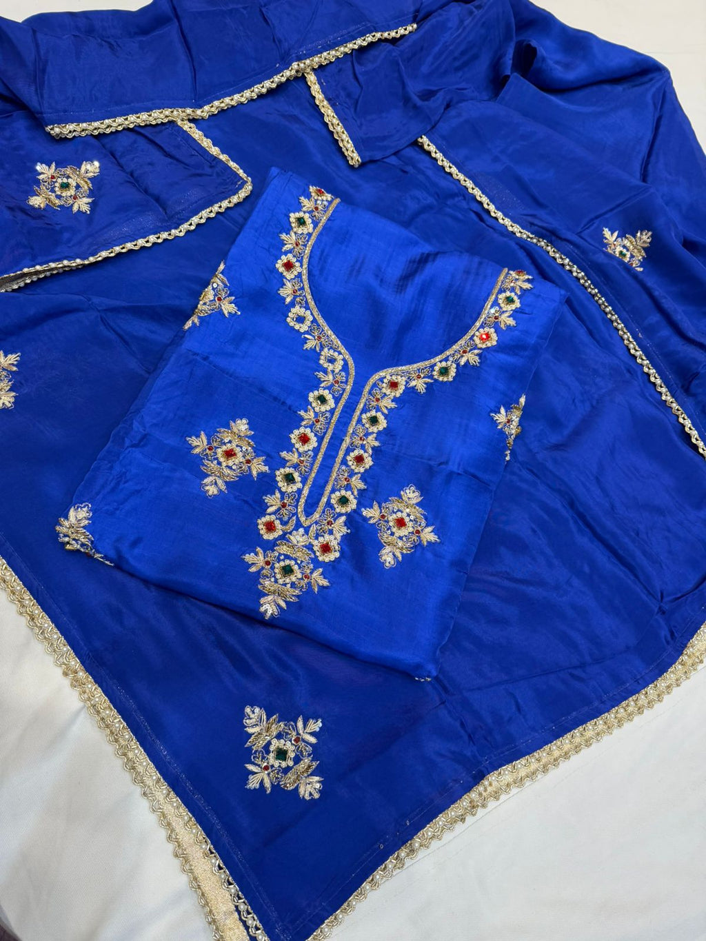 Neer Navy Blue Embroidered Suit Dupatta