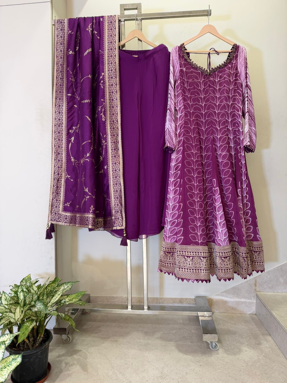 Mira Purple Embroidered Anarkali Suit