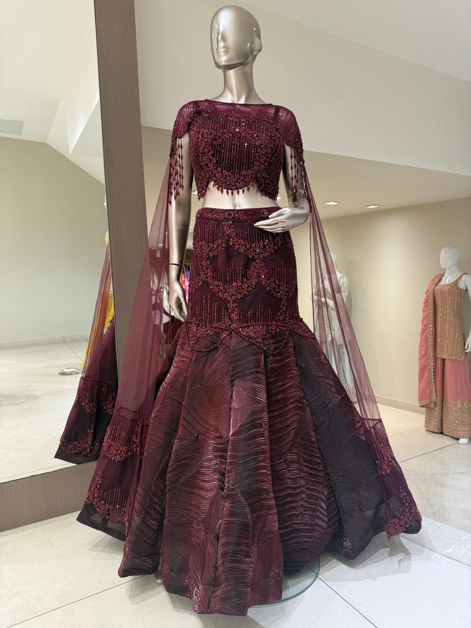 Nyraa Purple Wine Fish Cut Lehenga Choli