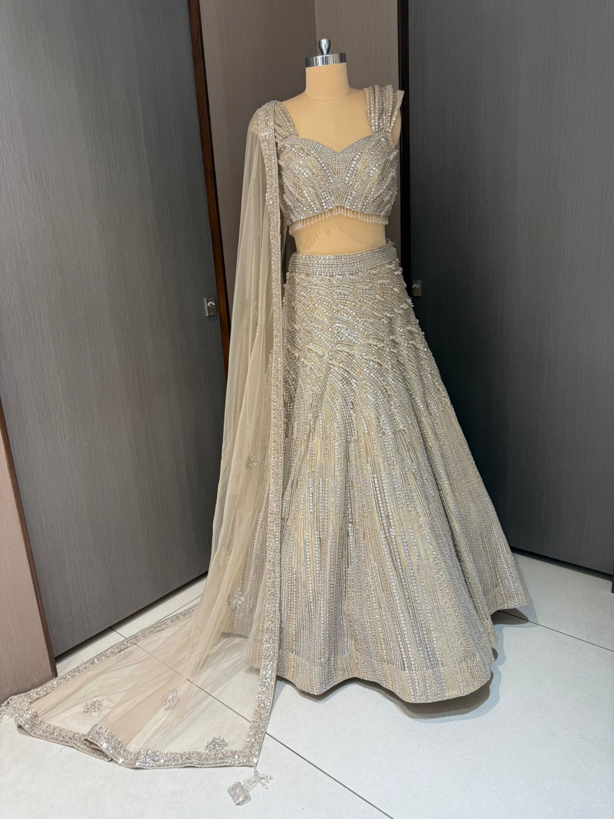 Nyraa Beige and Gold Embellished Lehenga Choli Set