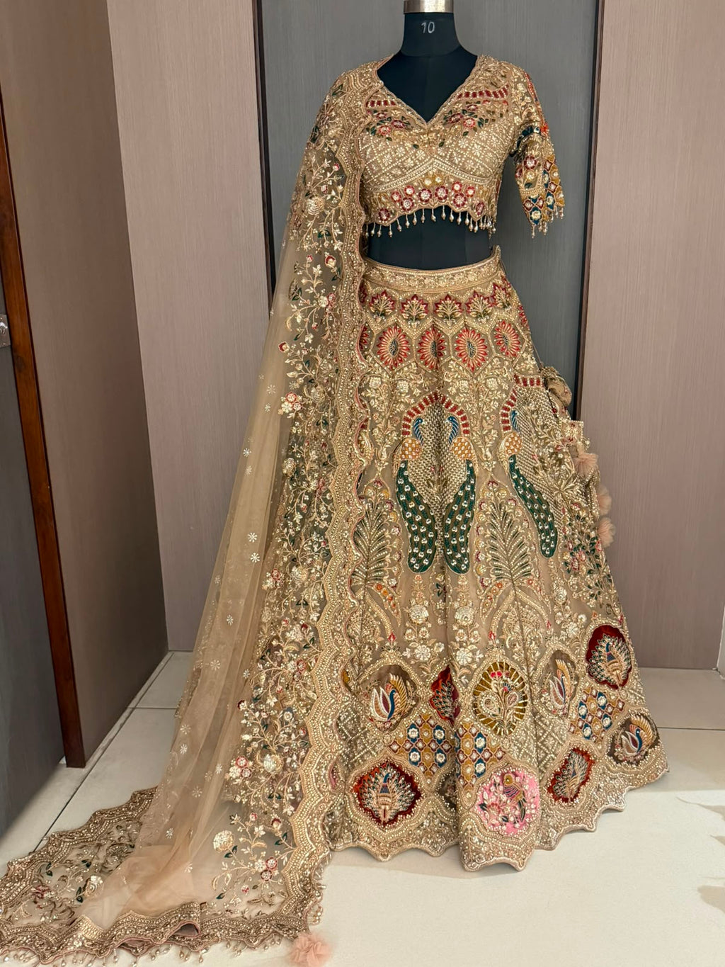 Nyraa Ornate Beige Lehenga Choli Set