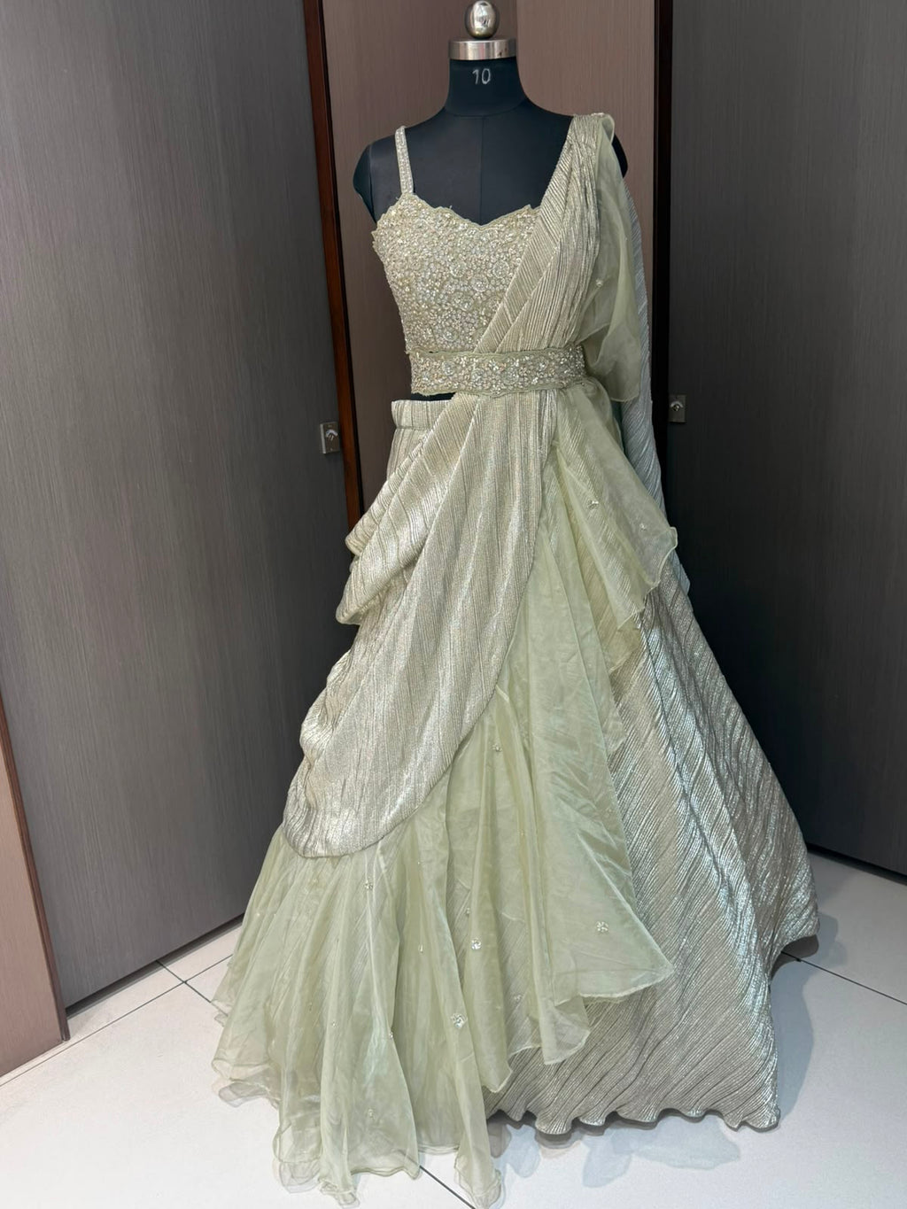 Nyraa Sea Green Lehenga Choli-Style Saree