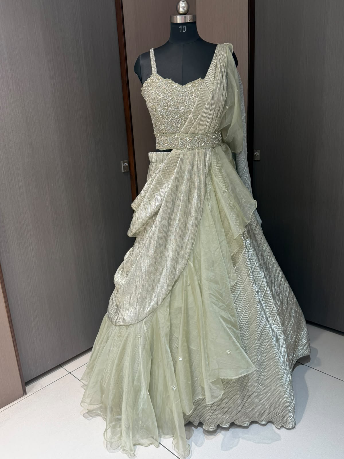 Nyraa Sea Green Lehenga Choli-Style Saree