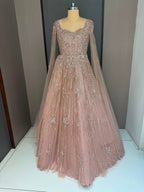 Nyraa Peach Embroidered Gown