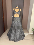 Nyraa Grey and Silver Embellished Lehenga Choli