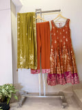Mira Rust Orange and Pink Anarkali Suit-Dupatta