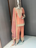 Taara Peach Golden Embroidered Farshi Salwar Suit