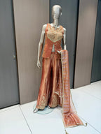 Taara Rust Embroidered Indo-Western Sharara Suit