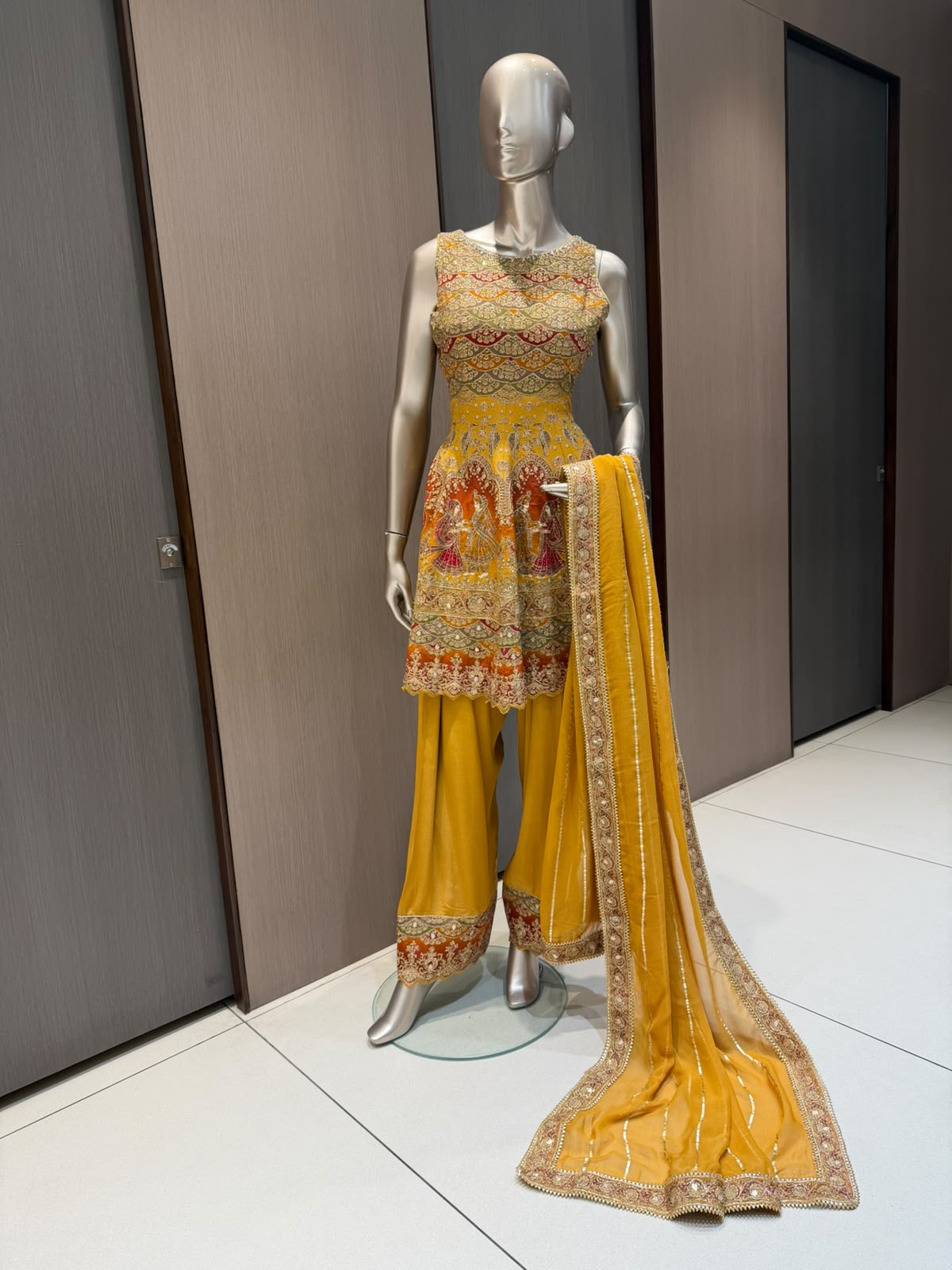 Taara Mustard Yellow Farshi Silver Suit-Dupatta
