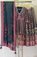 ARYA Peacock Blue & Pink Printed Anarkali Suit Set