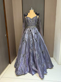NAVYAA Lavender Silver Embroidered Gown