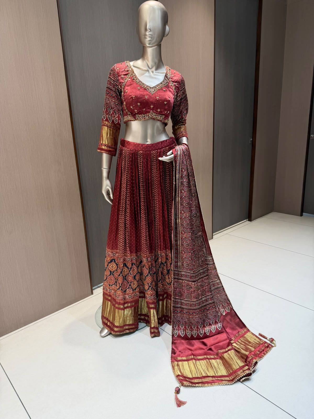 Nyraa Maroon Embroidered Lehenga Choli
