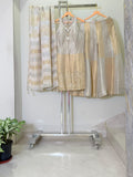 ARYA Beige and Gold Embroidered Sharara Suit