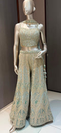 AKRITI Mint Green Embroidered Indo-Western Sharara Suit