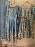 ARYA Blue Embroidered Anarkali Sharara Suit