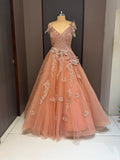 NAVYAA Peach Embroidered Gown