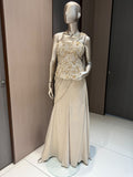 AKRITI Beige & Gold Embellished Indo-Western Skirt Set