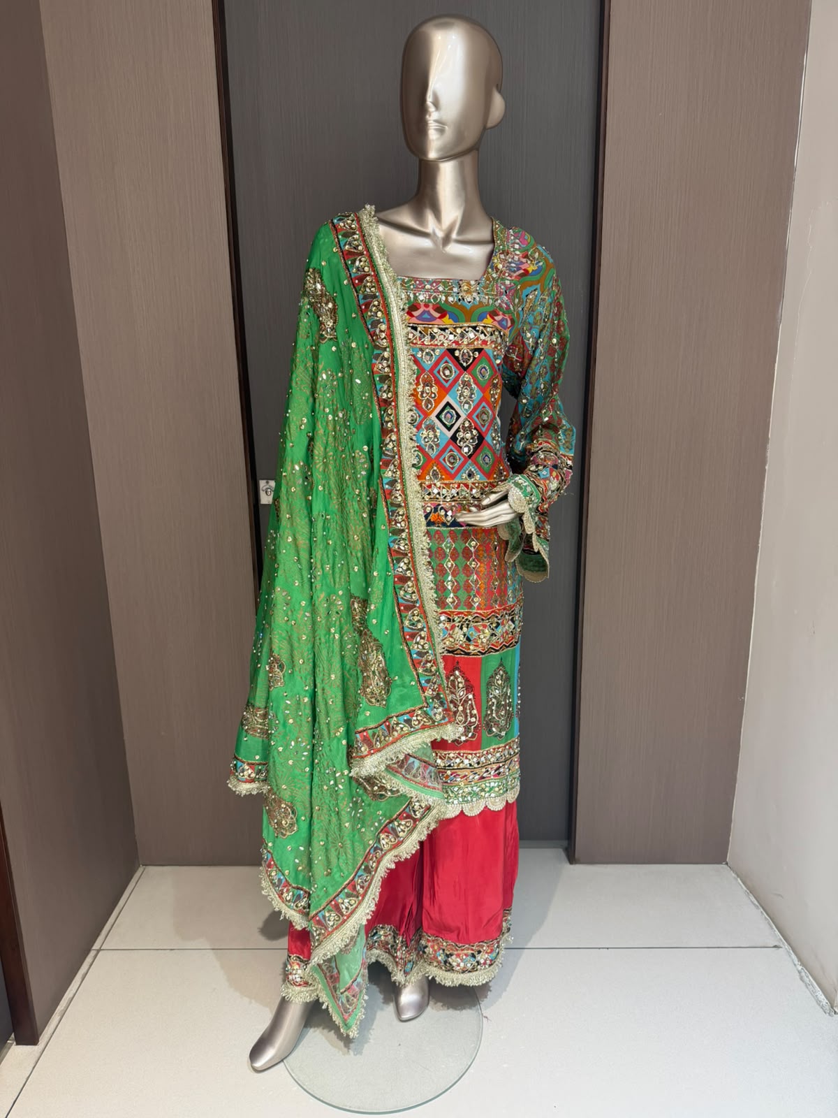 Taara Multicolored Printed Suit with Dupatta