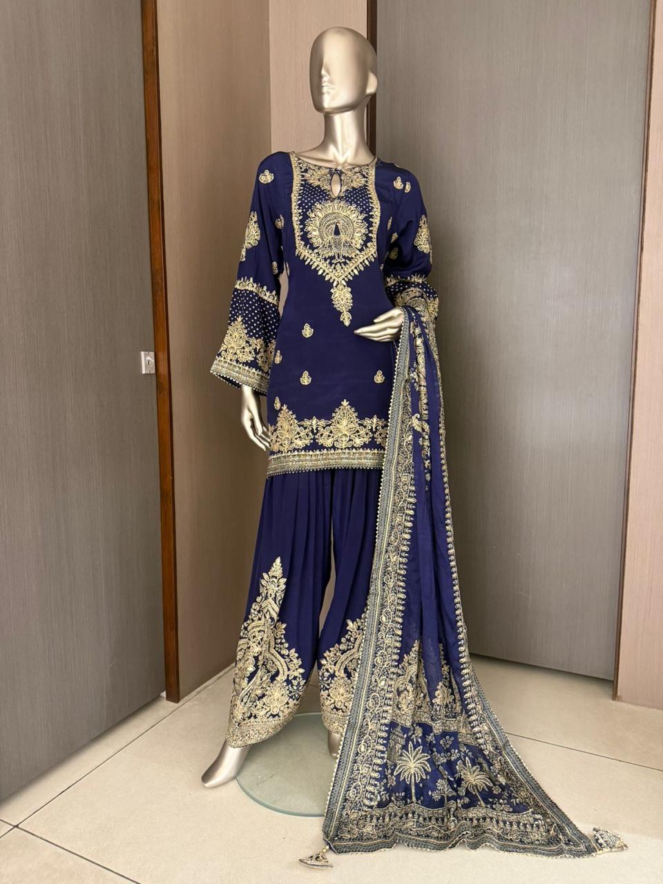 Navy Blue Farshi Salwar Suit