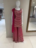 ARYA Bright Pink Embroidered Sharara Suit with Dupatta