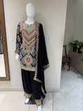 Taara Black Embroidered Farshi Salwar Suit