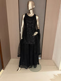 Mira Black Embroidered Sharara Suit with Dupatta