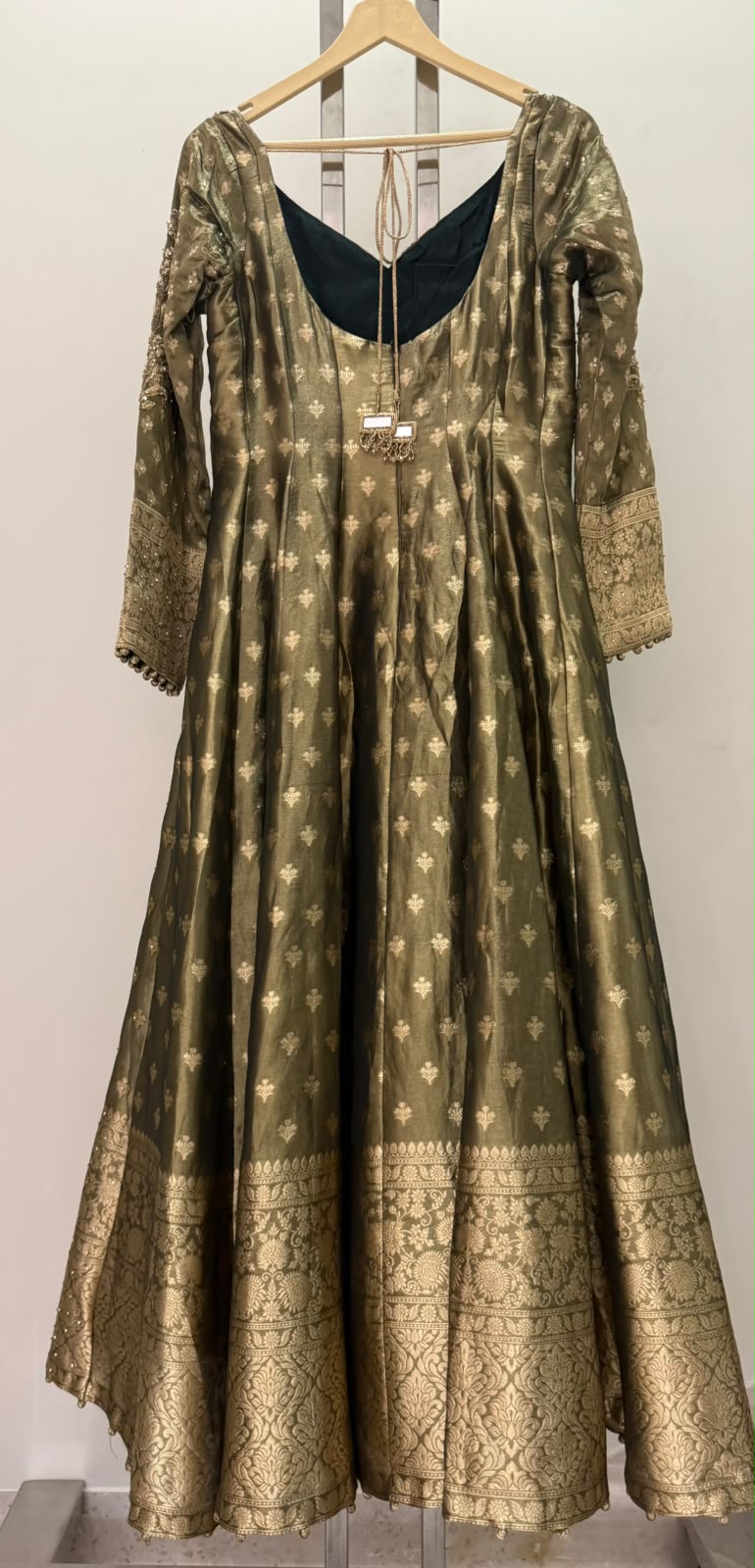 Mira Olive Gold Embroidered Anarkali Suit