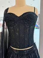 Nyraa Sequined Black Corset with Lehenga